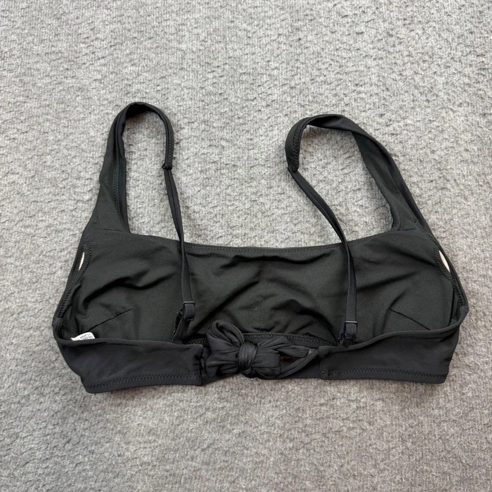 Aerie Bikini Top Women's Medium Black Scoop Neck Bow Back Adjustable‎ Straps